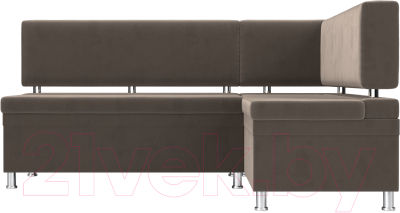 Уголок кухонный мягкий Лига Диванов Стайл правый / 111655 (велюр коричневый)