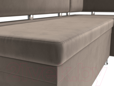 Уголок кухонный мягкий Лига Диванов Стайл правый / 111655 (велюр коричневый)