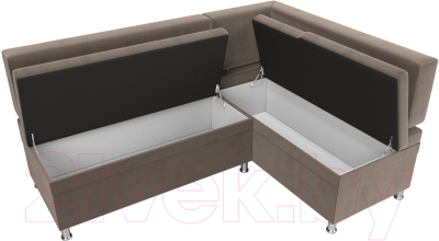 Уголок кухонный мягкий Лига Диванов Стайл правый / 111655 (велюр коричневый)