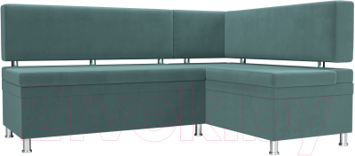 Уголок кухонный мягкий Лига Диванов Стайл правый / 111656 (велюр бирюзовый) - фото