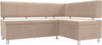 Уголок кухонный мягкий Лига Диванов Стайл правый / 111658 (велюр бежевый) - фото