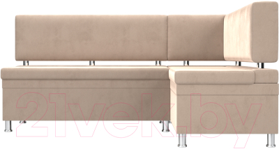 Уголок кухонный мягкий Лига Диванов Стайл правый / 111658 (велюр бежевый)