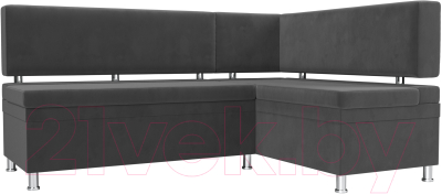 Уголок кухонный мягкий Лига Диванов Стайл правый / 111659 (велюр серый) - фото