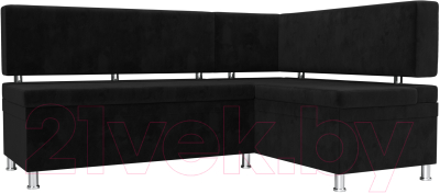 Уголок кухонный мягкий Лига Диванов Стайл правый / 111660 (велюр черный) - фото