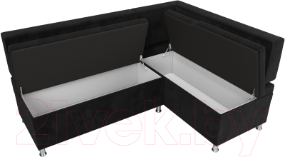 Уголок кухонный мягкий Лига Диванов Стайл правый / 111660 (велюр черный)