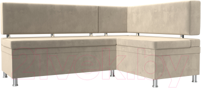 Уголок кухонный мягкий Лига Диванов Стайл правый / 114517 (микровельвет бежевый) - фото