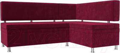 Уголок кухонный мягкий Лига Диванов Стайл правый / 114518 (микровельвет бордовый) - фото