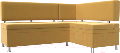 Уголок кухонный мягкий Лига Диванов Стайл правый / 114519 (микровельвет желтый) - фото