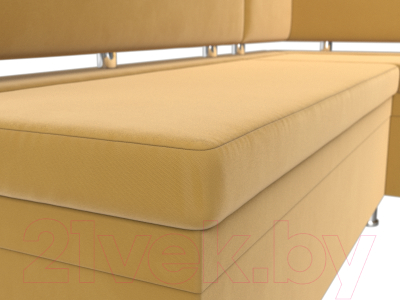 Уголок кухонный мягкий Лига Диванов Стайл правый / 114519 (микровельвет желтый)