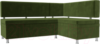 Уголок кухонный мягкий Лига Диванов Стайл правый / 114520 (микровельвет зеленый) - фото