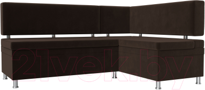 Уголок кухонный мягкий Лига Диванов Стайл правый / 114522 (микровельвет коричневый) - фото