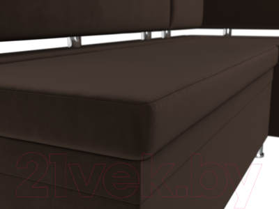 Уголок кухонный мягкий Лига Диванов Стайл правый / 114522 (микровельвет коричневый)