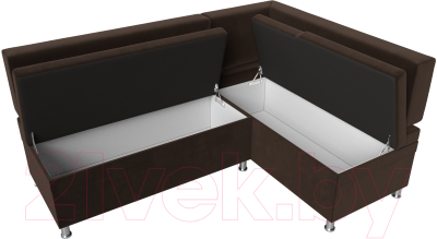 Уголок кухонный мягкий Лига Диванов Стайл правый / 114522 (микровельвет коричневый)