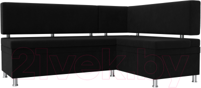 Уголок кухонный мягкий Лига Диванов Стайл правый / 114525 (микровельвет черный) - фото