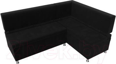 Уголок кухонный мягкий Лига Диванов Стайл правый / 114525 (микровельвет черный)