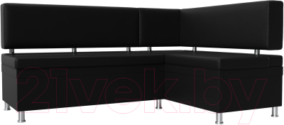 Уголок кухонный мягкий Лига Диванов Стайл правый / 114529 (экокожа черный) - фото