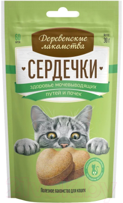 Лакомство для кошек Деревенские лакомства Сердечки. Здоровье мочевыводящих путей и почек - фото