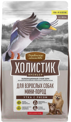 Сухой корм для собак Деревенские лакомства Холистик Премьер. Утка с рисом - фото