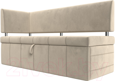 Уголок кухонный мягкий Лига Диванов Стоун левый / 115933L (микровельвет бежевый) - фото