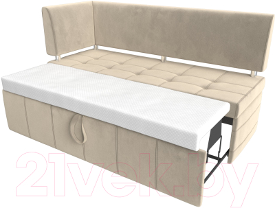 Уголок кухонный мягкий Лига Диванов Стоун левый / 115933L (микровельвет бежевый)