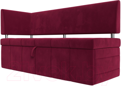 Уголок кухонный мягкий Лига Диванов Стоун левый / 115934L (микровельвет бордовый) - фото