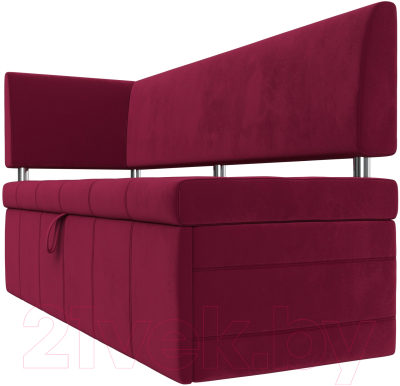 Уголок кухонный мягкий Лига Диванов Стоун левый / 115934L (микровельвет бордовый)