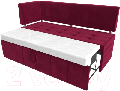 Уголок кухонный мягкий Лига Диванов Стоун левый / 115934L (микровельвет бордовый)