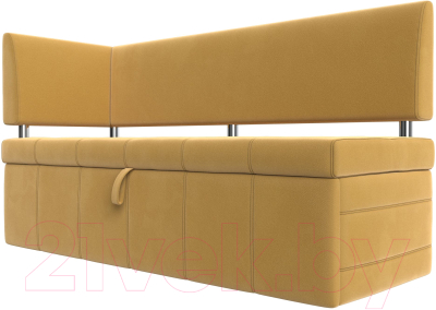 Уголок кухонный мягкий Лига Диванов Стоун левый / 115936L (микровельвет желтый) - фото