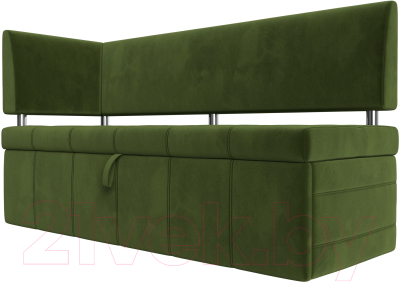 Уголок кухонный мягкий Лига Диванов Стоун левый / 115937L (микровельвет зеленый) - фото