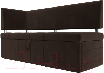Уголок кухонный мягкий Лига Диванов Стоун левый / 115940L (микровельвет коричневый) - фото