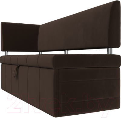 Уголок кухонный мягкий Лига Диванов Стоун левый / 115940L (микровельвет коричневый)