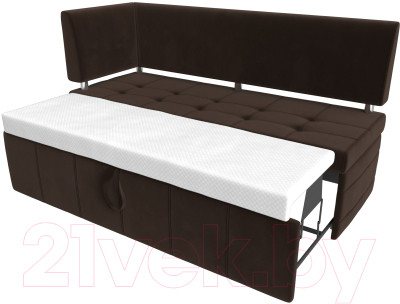 Уголок кухонный мягкий Лига Диванов Стоун левый / 115940L (микровельвет коричневый)