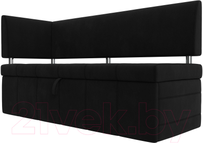 Уголок кухонный мягкий Лига Диванов Стоун левый / 115947L (микровельвет черный) - фото