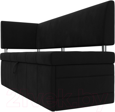 Уголок кухонный мягкий Лига Диванов Стоун левый / 115947L (микровельвет черный)