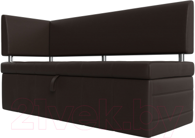 Уголок кухонный мягкий Лига Диванов Стоун левый / 115951L (экокожа коричневый) - фото