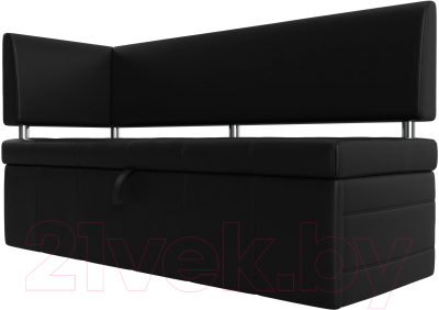 Уголок кухонный мягкий Лига Диванов Стоун левый / 115952L (экокожа черный) - фото