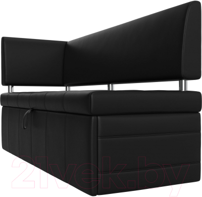 Уголок кухонный мягкий Лига Диванов Стоун левый / 115952L (экокожа черный)