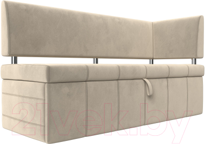Уголок кухонный мягкий Лига Диванов Стоун правый / 115933 (микровельвет бежевый) - фото