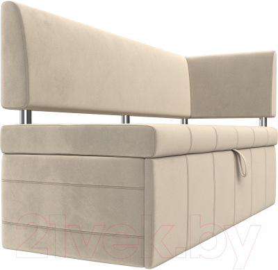 Уголок кухонный мягкий Лига Диванов Стоун правый / 115933 (микровельвет бежевый)