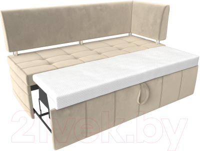 Уголок кухонный мягкий Лига Диванов Стоун правый / 115933 (микровельвет бежевый)