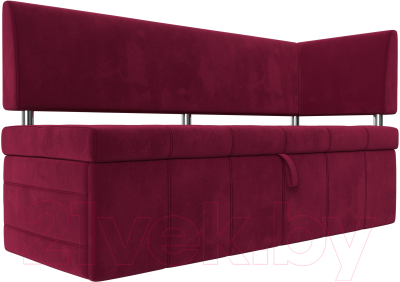 Уголок кухонный мягкий Лига Диванов Стоун правый / 115934 (микровельвет бордовый) - фото