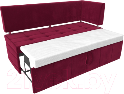 Уголок кухонный мягкий Лига Диванов Стоун правый / 115934 (микровельвет бордовый)