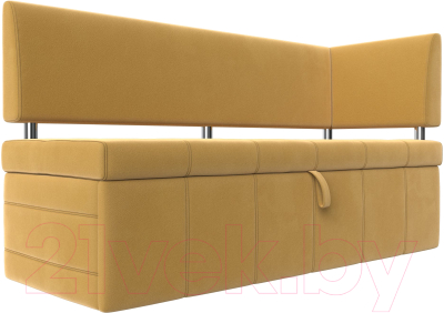 Уголок кухонный мягкий Лига Диванов Стоун правый / 115936 (микровельвет желтый) - фото