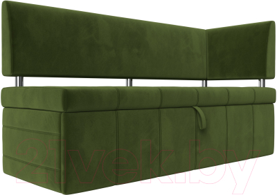 Уголок кухонный мягкий Лига Диванов Стоун правый / 115937 (микровельвет зеленый) - фото