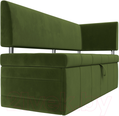 Уголок кухонный мягкий Лига Диванов Стоун правый / 115937 (микровельвет зеленый)