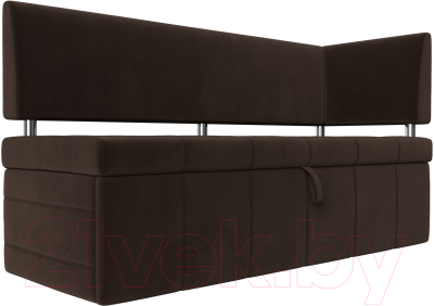 Уголок кухонный мягкий Лига Диванов Стоун правый / 115940 (микровельвет коричневый) - фото