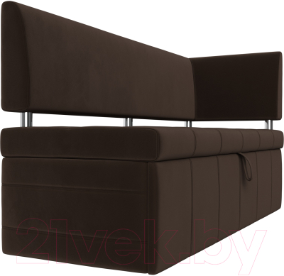 Уголок кухонный мягкий Лига Диванов Стоун правый / 115940 (микровельвет коричневый)