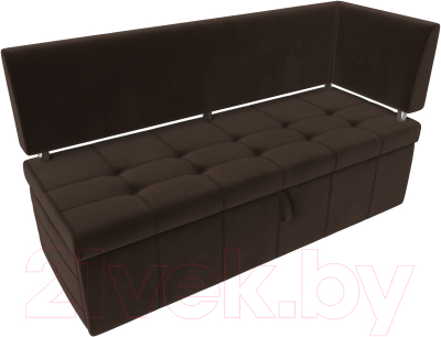 Уголок кухонный мягкий Лига Диванов Стоун правый / 115940 (микровельвет коричневый)