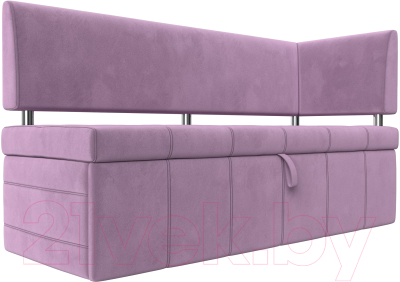 Уголок кухонный мягкий Лига Диванов Стоун правый / 115944 (микровельвет сиреневый) - фото