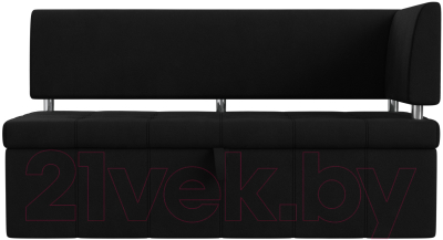 Уголок кухонный мягкий Лига Диванов Стоун правый / 115947 (микровельвет черный)